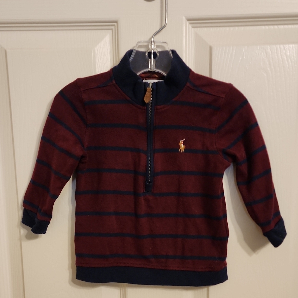 Ralph Lauren Kids Maroon and Navy Striped Sweater